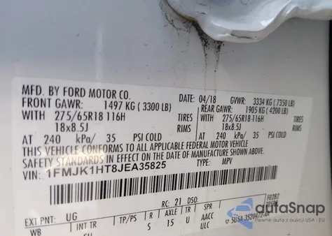 2018 Ford Expedition Max Xlt from USA, damaged, VIN 1FMJK1HT8JEA35825